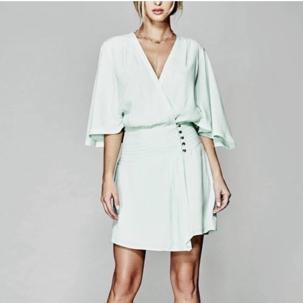 Marciano Wrap Dress Light Mint Color With Flowy Sleeves - Very Sheek - Size S